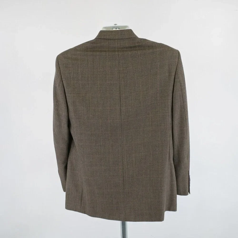 Pronto Uomo Brown Tan Tweed Wool Houndstooth Windowpane 40R 2 Button Sport Coat‎